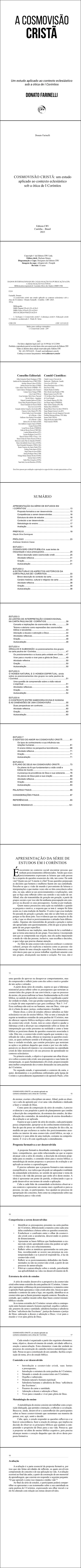 COSMOVISÃO CRISTÃ <BR> um estudo aplicado ao contexto eclesiástico sob a ótica de I Coríntios